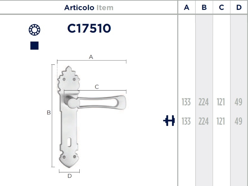 Дверная ручка на планке Enrico Cassina FILOBI C17510