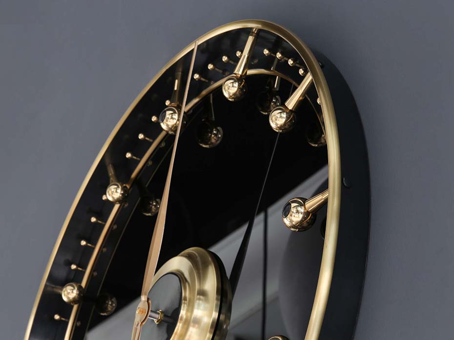 Часы Фурнитек FG-1002028 матовая латунь стекло черное глянец 600мм