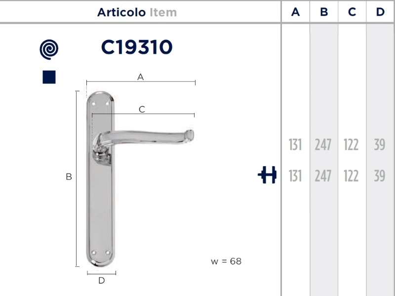 Дверная ручка на планке Enrico Cassina MARION C19310 из латуни