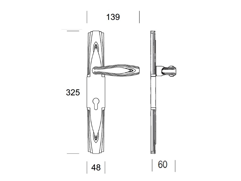 Дверная ручка на планке Salice Paolo MEDINA 4206 из латуни