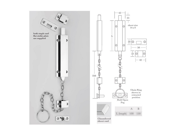 Шпингалет Frank Allart 6494B полированный хром