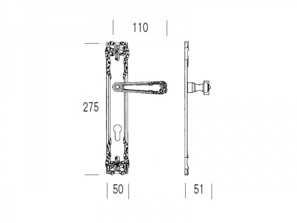 Дверная ручка на планке Salice Paolo DELHI 4311 из латуни