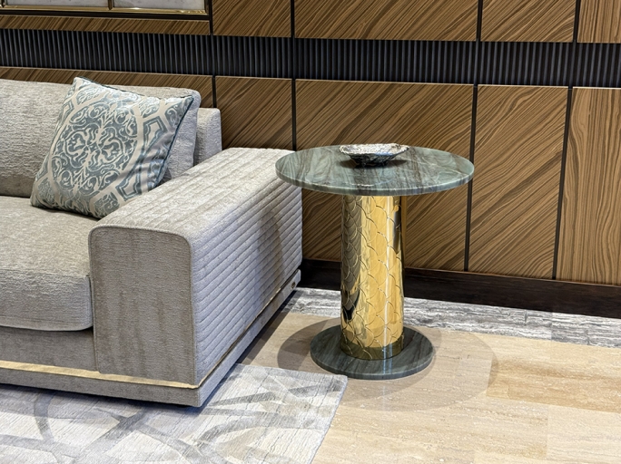 Стол кофейный FURNITEK Ar-Deco FG-089 круглый полированная латунь