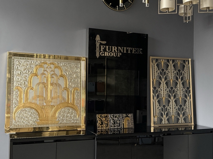 Картина со стеклом FURNITEK FG-306 в латунной раме