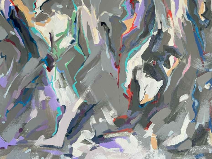 Картина на холсте маслом "Предновогодняя"