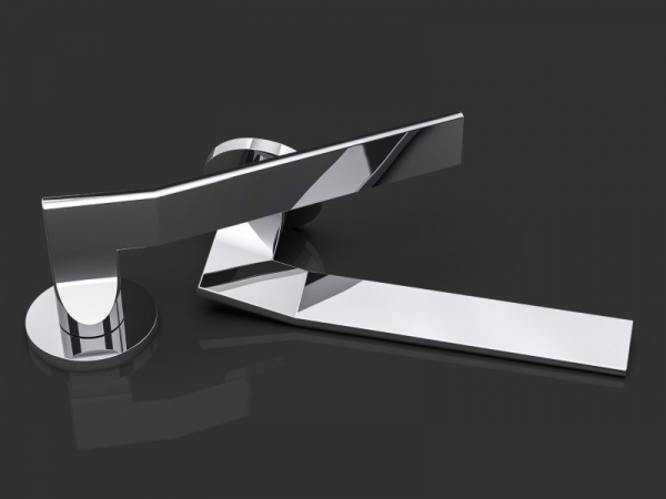 Дверная ручка на розетке Oliver Knights Leo полированный никель