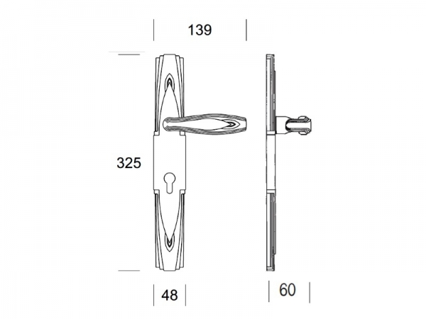 Дверная ручка на планке Salice Paolo MEDINA 4206 из латуни
