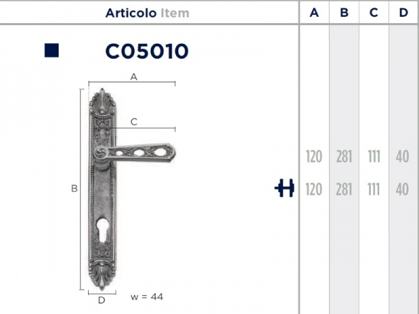 Дверная ручка на планке Enrico Cassina PAOLINA C05010 из латуни