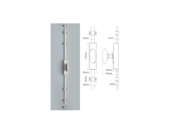 Кремона для окон и дверей Croft  6011/1752A полированный никель