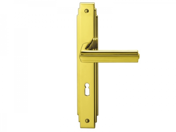 Дверная ручка на планке P.Bisschop Линия 1829/8002 полированная латунь