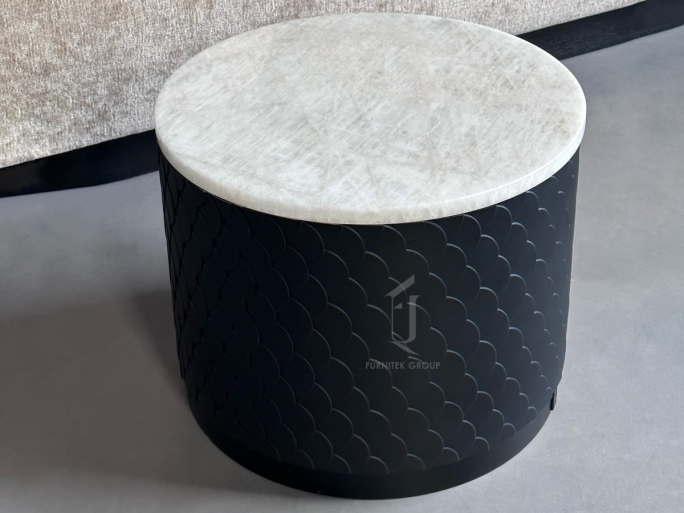 Стол журнальный круглый Ar-Deco FG-043 чернёная латунь