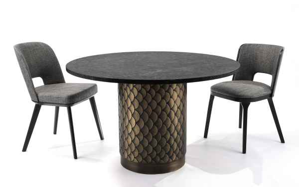 Обеденный стол из латуни и мрамора FURNITEK